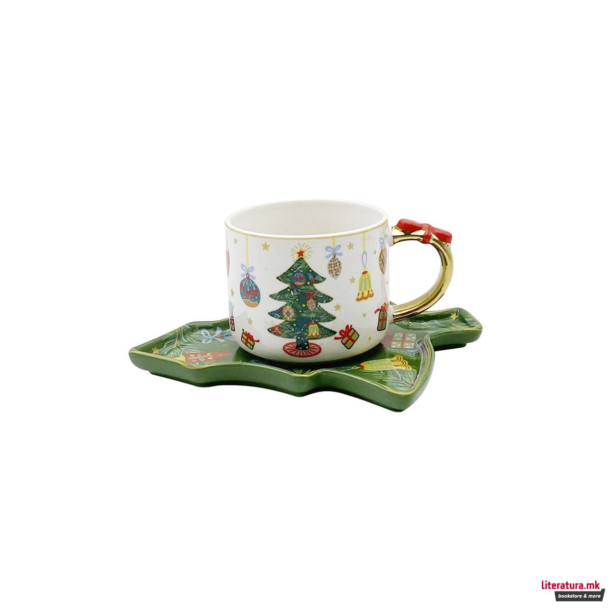 Сет шолја со тацна, Around Christmas Tree, 250ml 