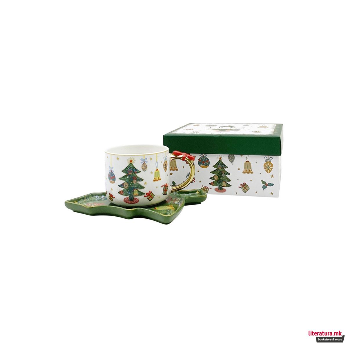 Сет шолја со тацна, Around Christmas Tree, 250ml 