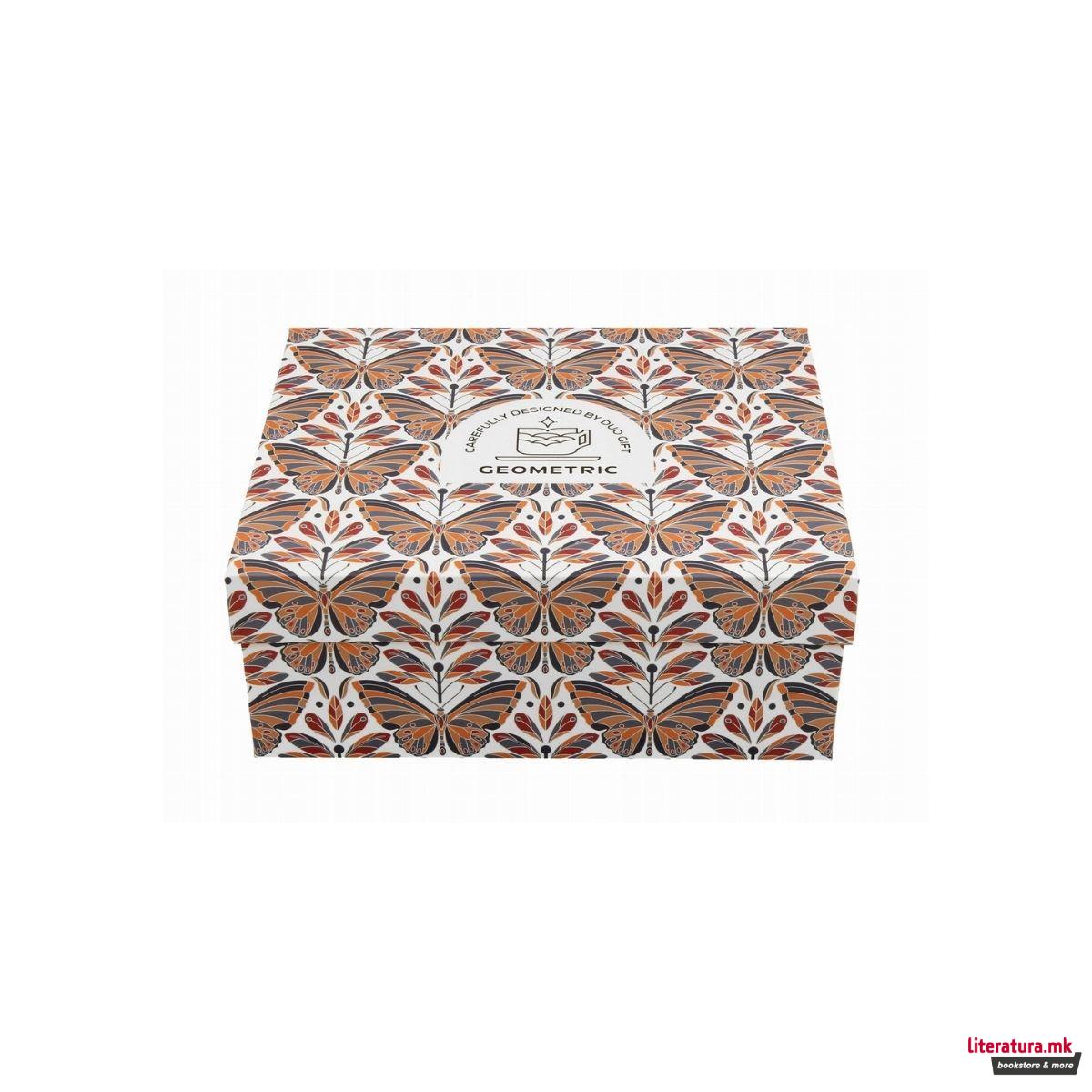 Сет од 2 шолји за еспресо со тацни, Geometric - Papilio, 110ml 