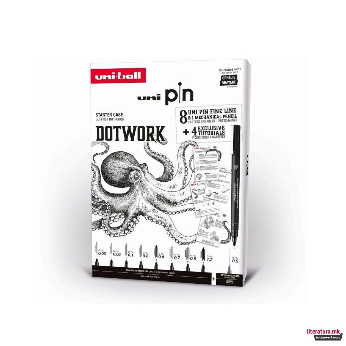 Сет фајнлајнери, Uni Pin - Dotwork, 1/8 