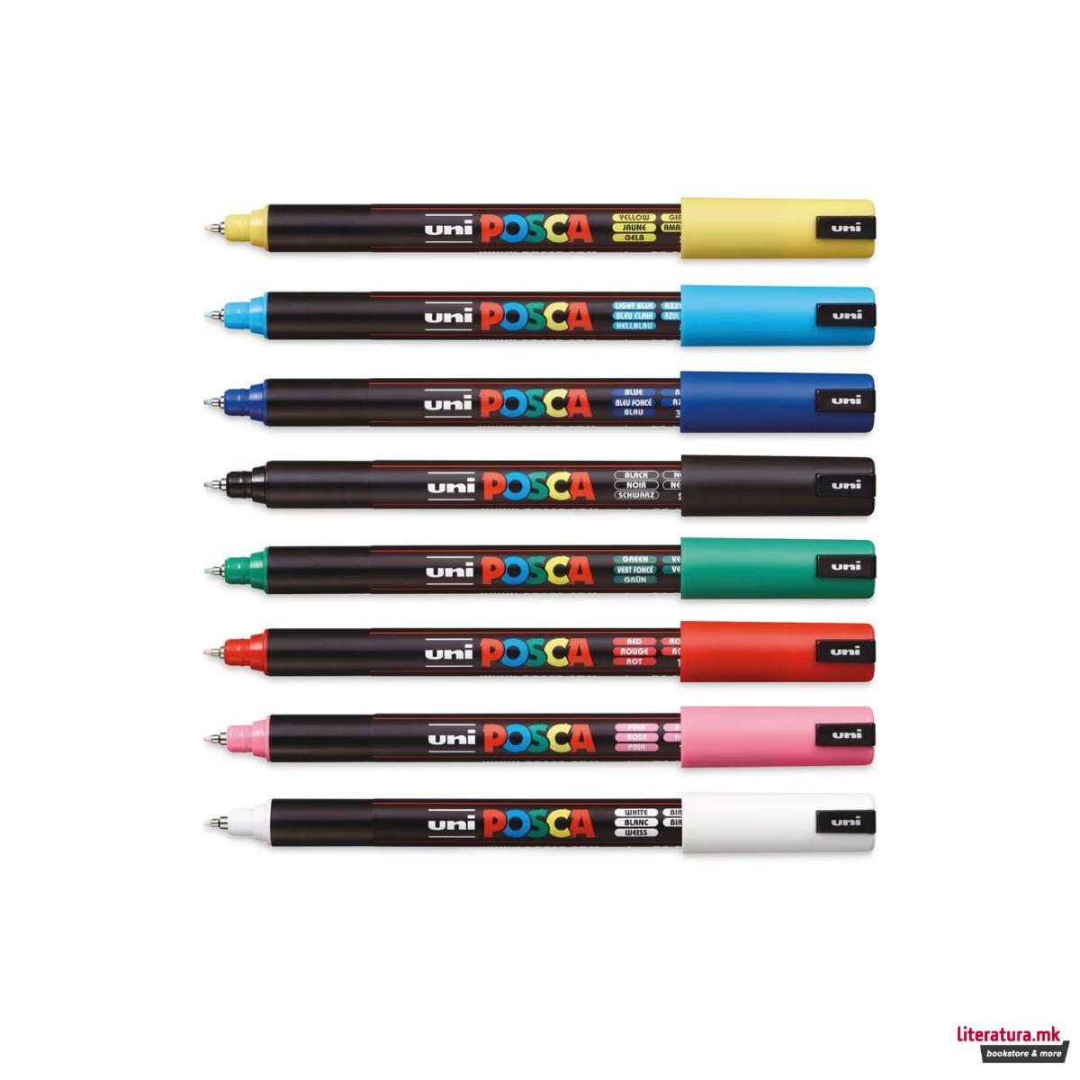 Сет маркери, Posca PC-1MR - Basic Colours, 1/8 