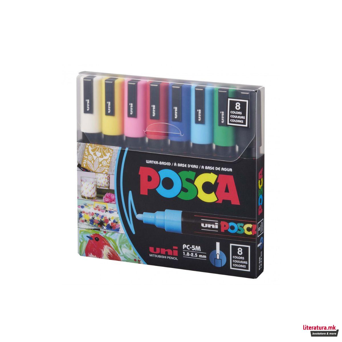 Сет маркери, Posca PC-5М - Basic Colours, 1/8 