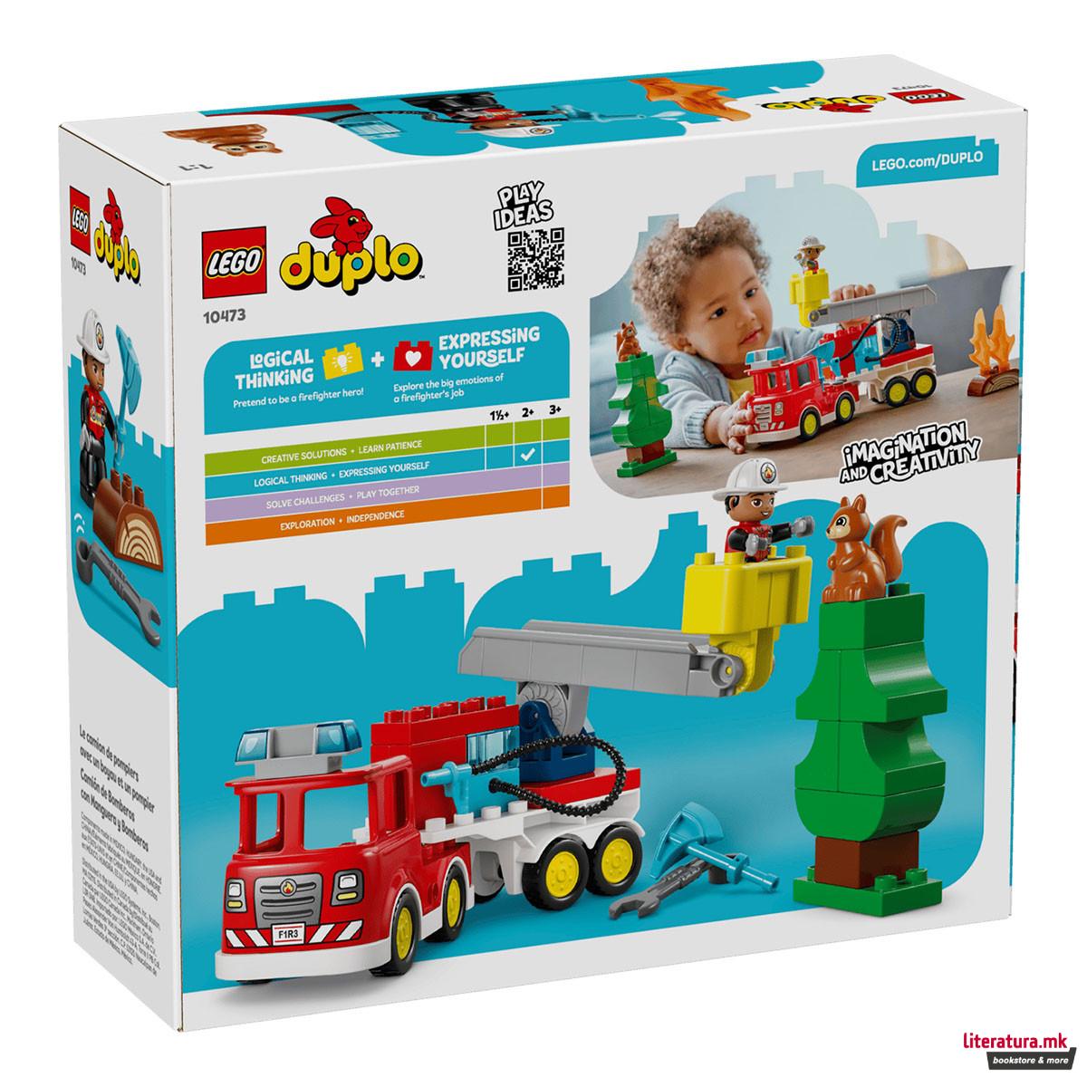 LEGO коцки, Duplo, Fire Truck with Hose and Firefighter 