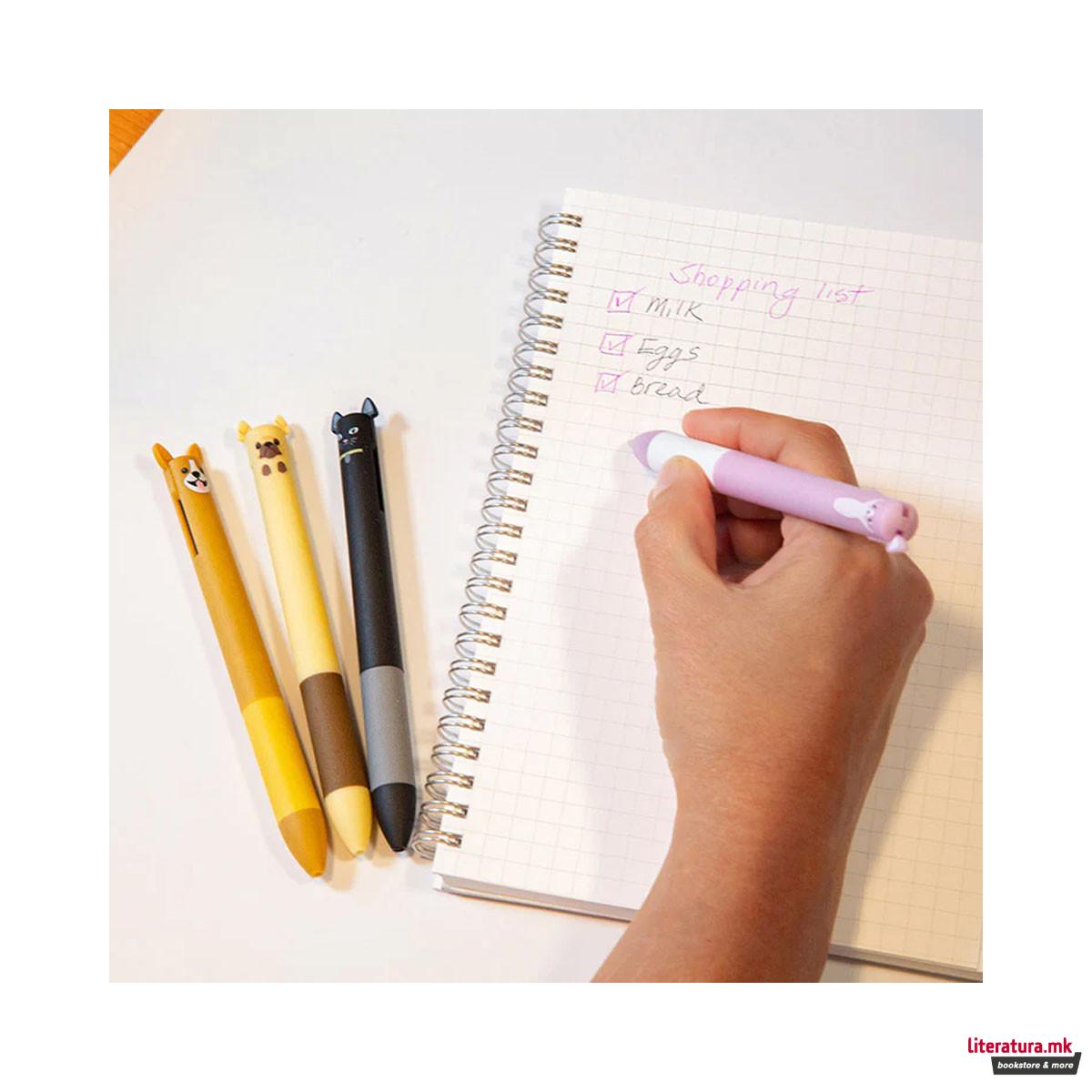 Пенкало со повеќе бои Dog/Cat, 4 дизајни 