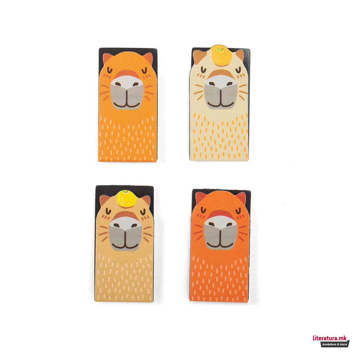 Сет од 4 магнетни обележувачи за книги Capybara 