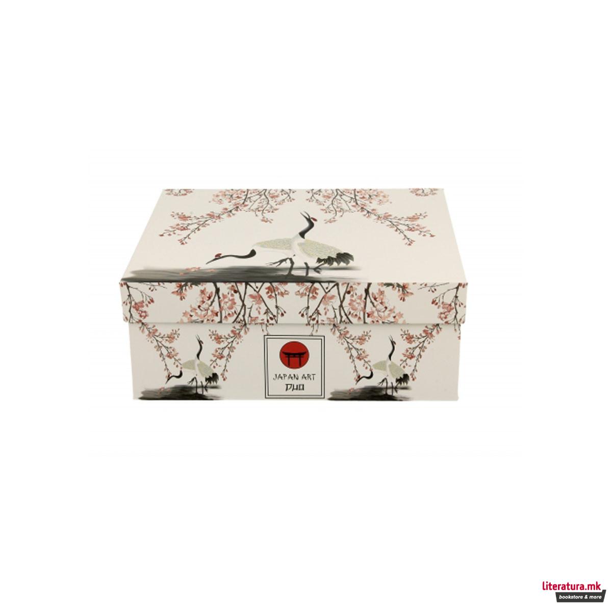 Сет од 2 шолји со тацни Sakura & Cranes, 110 ml 