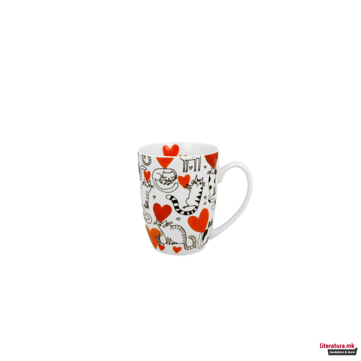 Шолја во украсна хартиена торбичка Cats World: Hearts, 350 ml 