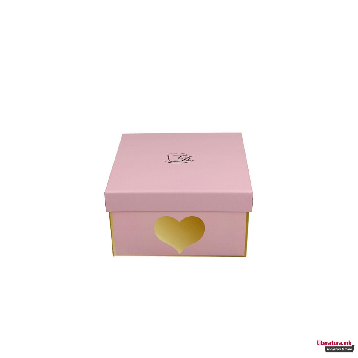 Шолја со тацна Pink - Big Heart, 250 ml 
