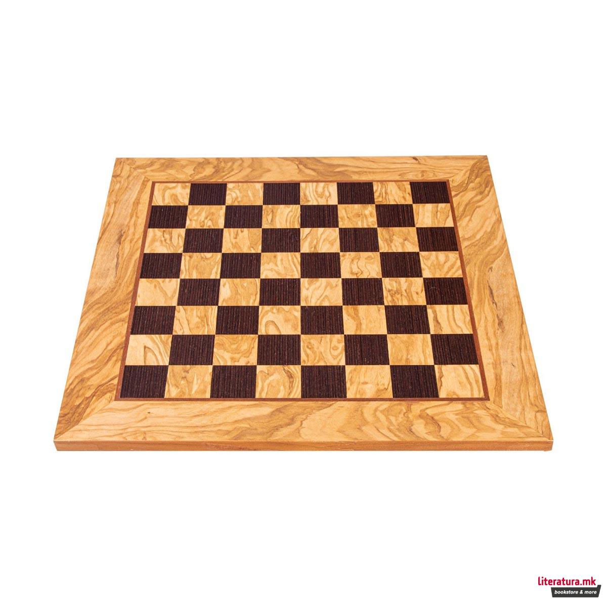 Табла за шах, Handcrafted Olive Wood & Wenge Inlaid, 40 x 40 cm