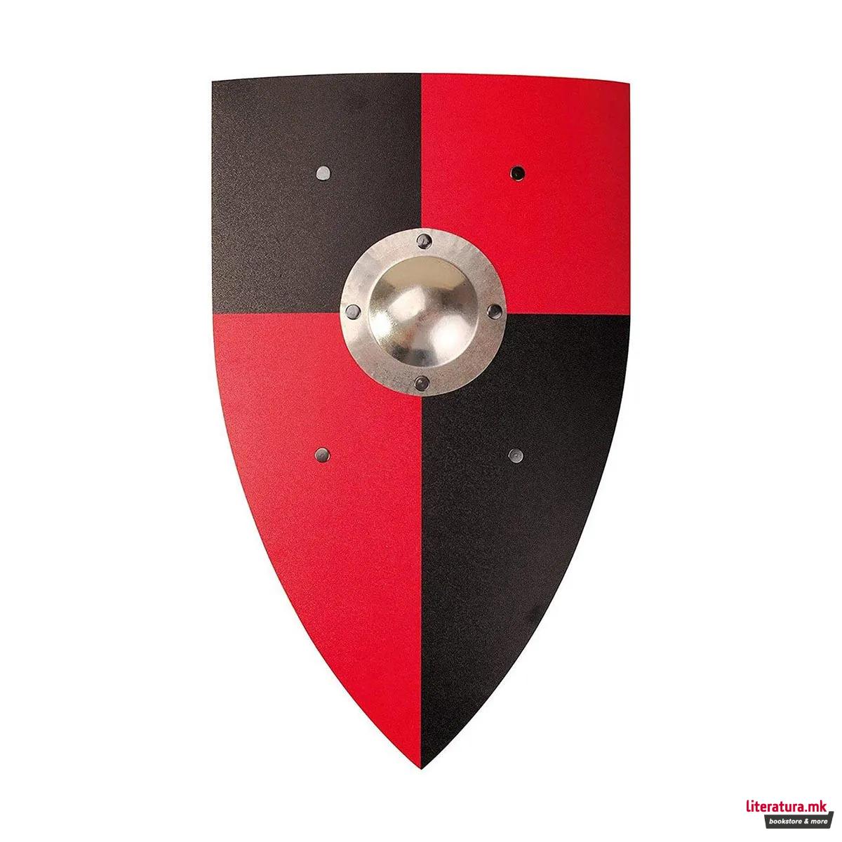Нормански штит, црно-црвен, 30x50cm 