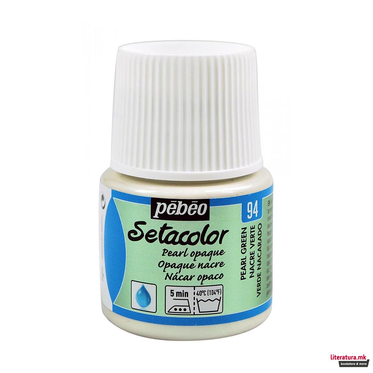 Боја за текстил, Pebeo, Setacolor Pearl, 45мл, pearl green