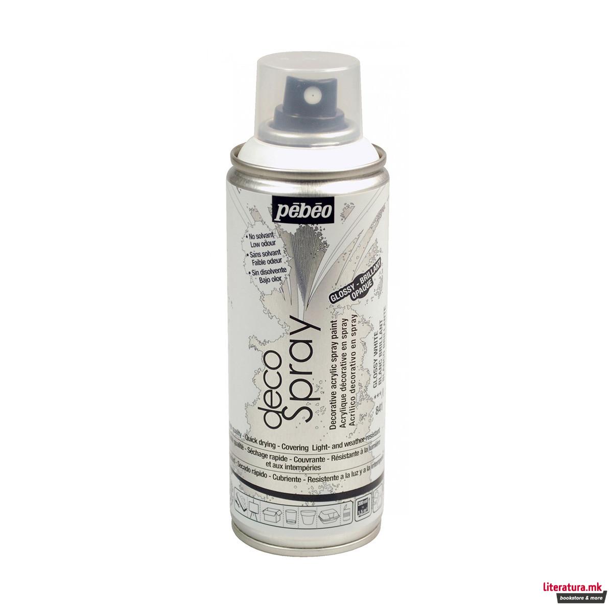 Акрилен спреј, Pebeo, Decospray, 200мл, glossy white 