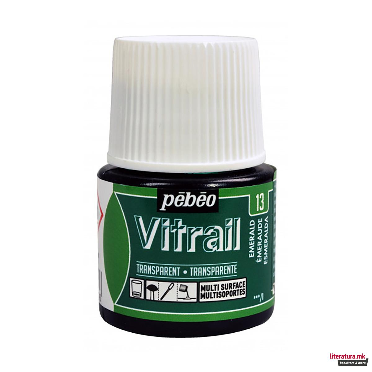 Боја за стакло, Pebeo, Vitrail Transparent, 45 мл, emerald 