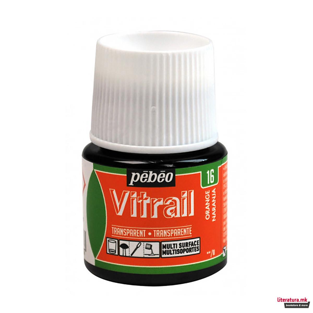Боја за стакло, Pebeo, Vitrail Transparent, 45 мл, orange 