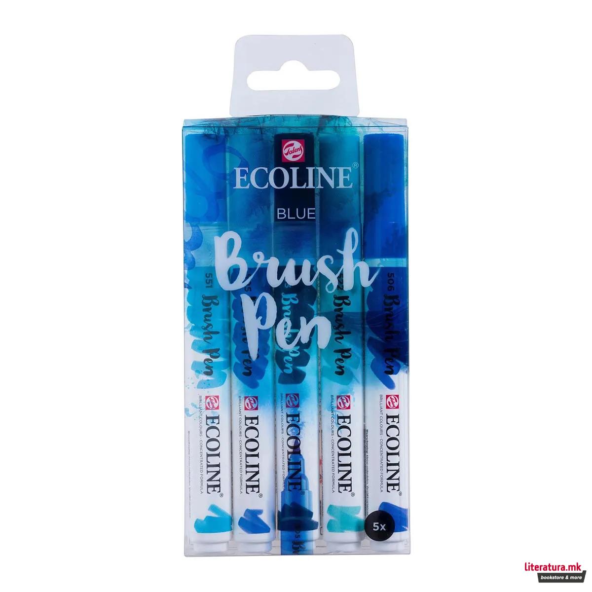Сет од 5 брашпенс, TALENS, Ecoline Brush Pen set, blue