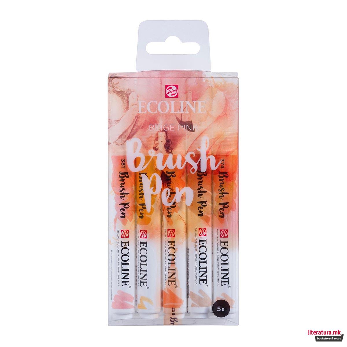Сет од 5 брашпенс, TALENS, Ecoline Brush Pen set, BEIGE PINK