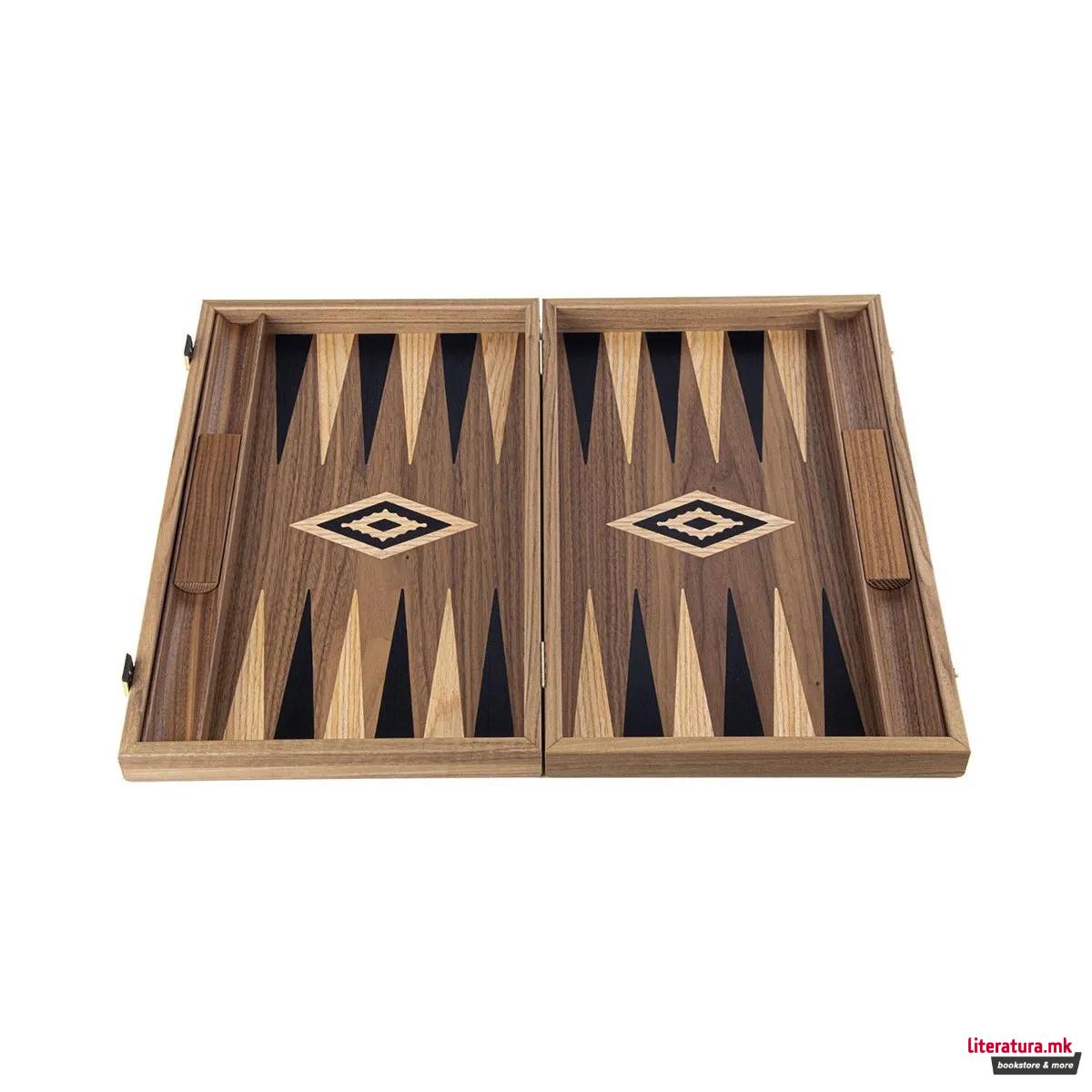 Сет за табла, Handcrafted American Walnut - Elegant Marquetry Design