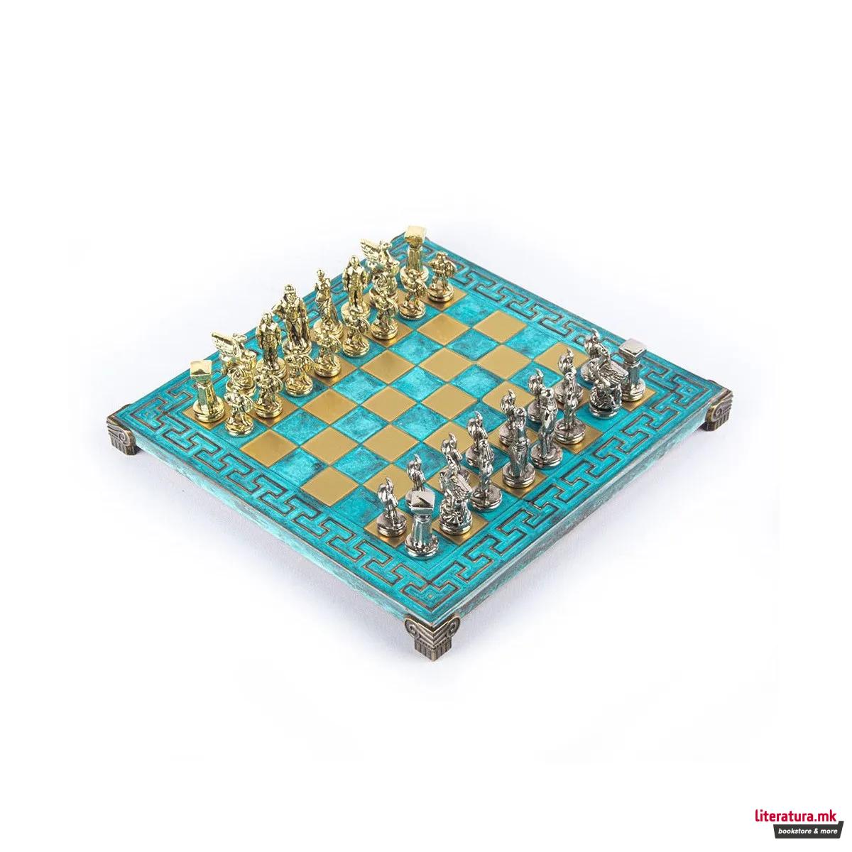 Сет за шах, Spartan Warrior Chess Set, мал, тиркизен