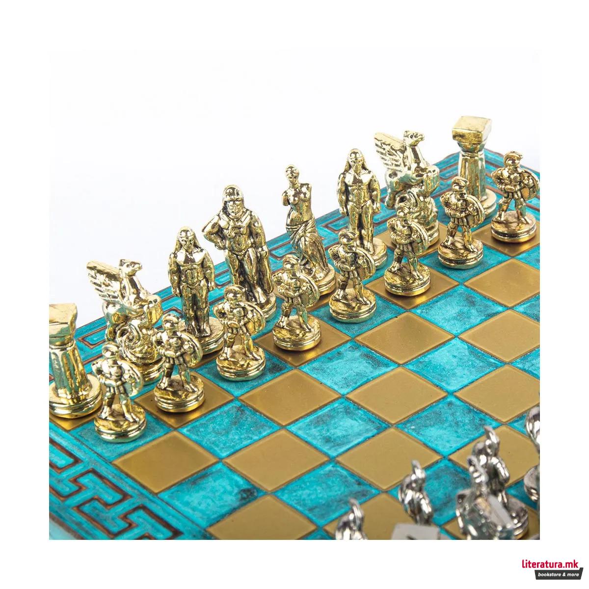 Сет за шах, Spartan Warrior Chess Set, мал, тиркизен