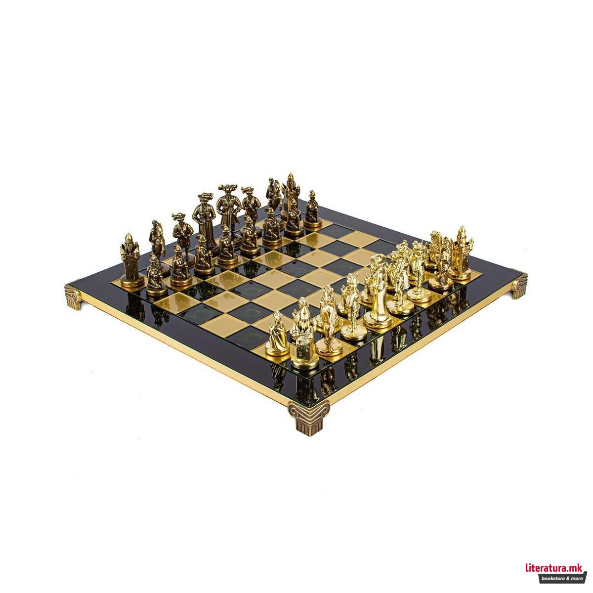 Сет за шах, Medieval Knights Chess Set, голем, зелен 