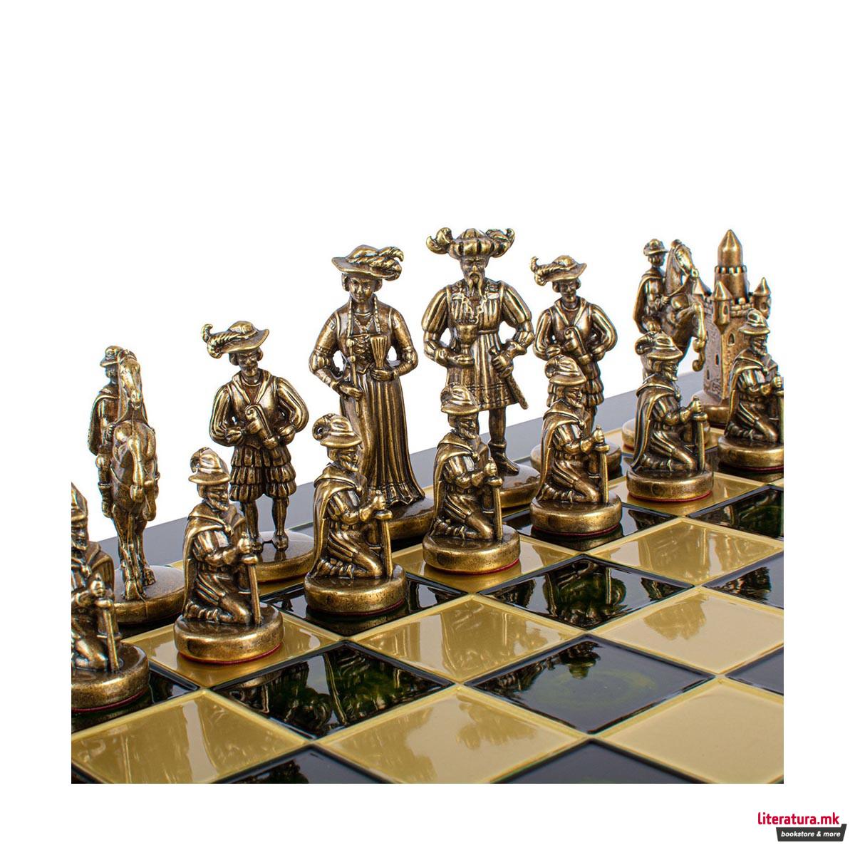 Сет за шах, Medieval Knights Chess Set, голем, зелен 