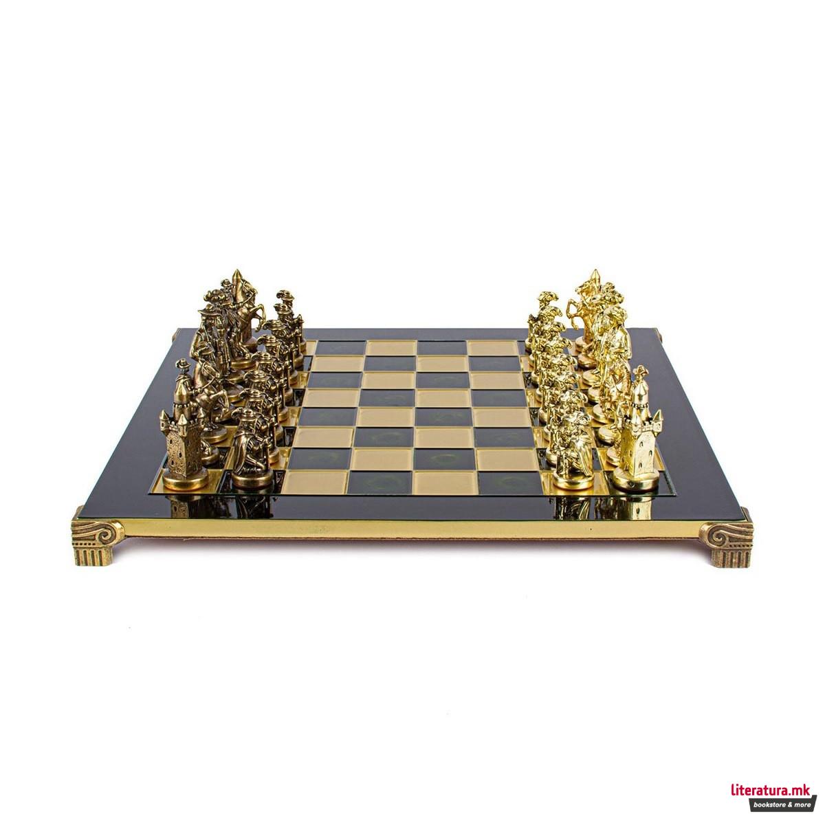 Сет за шах, Medieval Knights Chess Set, голем, зелен 
