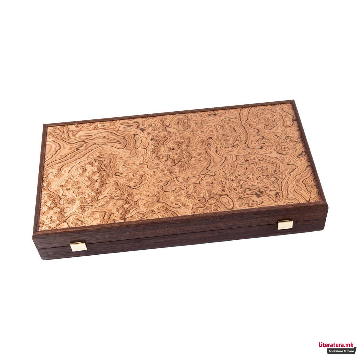 Сет за табла, Handcrafted Premium Walnut Burl, голем