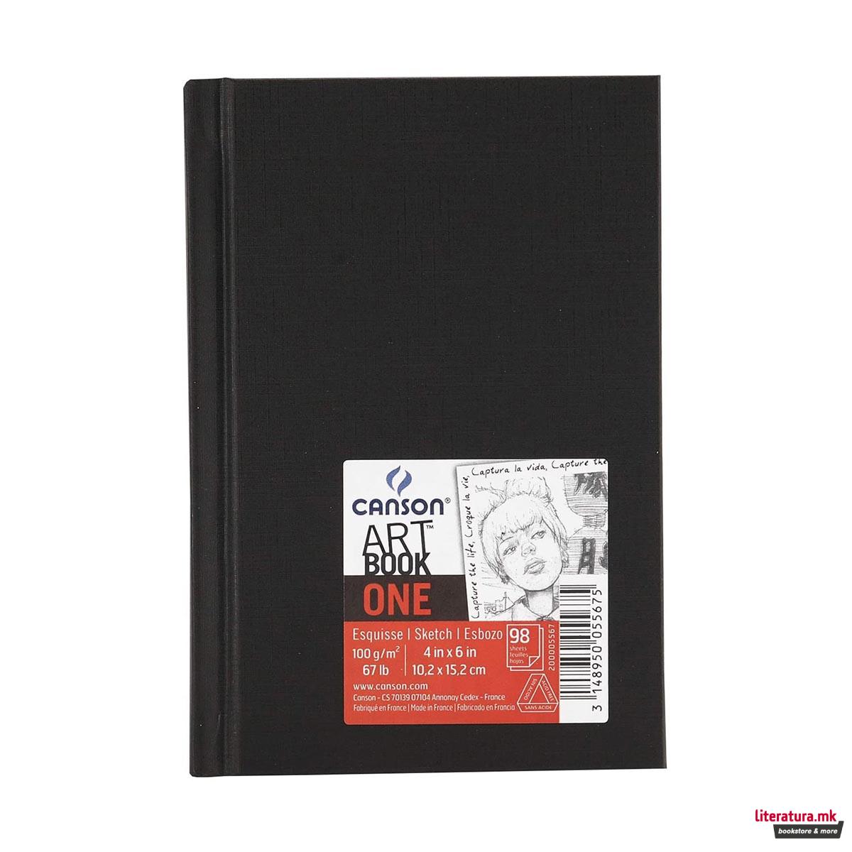Скицник, Canson, One Art Book, 10.2 x 15.2 цм, 100г/м²