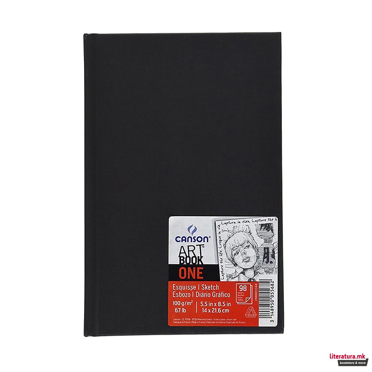 Скицник, Canson, One Art Book, 14 x 21.6 цм, 100г/м²
