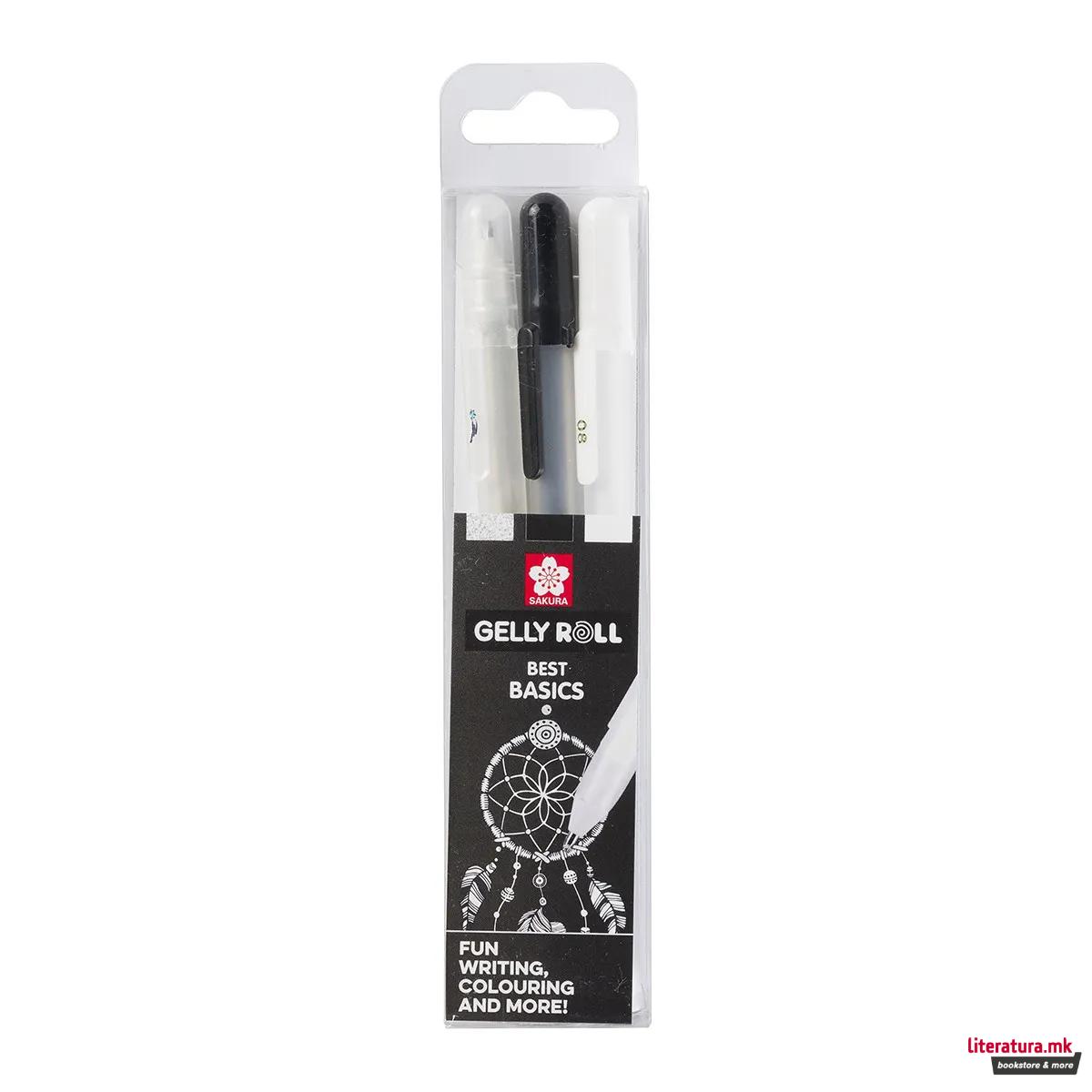 Сет ролери, Sakura, Gelly Roll Mixed Сет - Clear/Black/White, 1/3