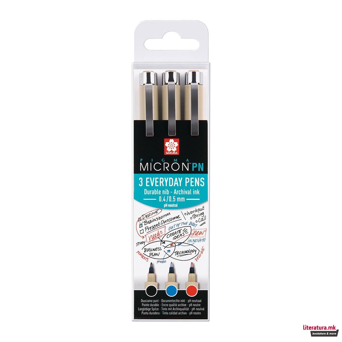 Сет фајнлајнери, Sakura, Pigma Micron PN, Office set, 3 бои 