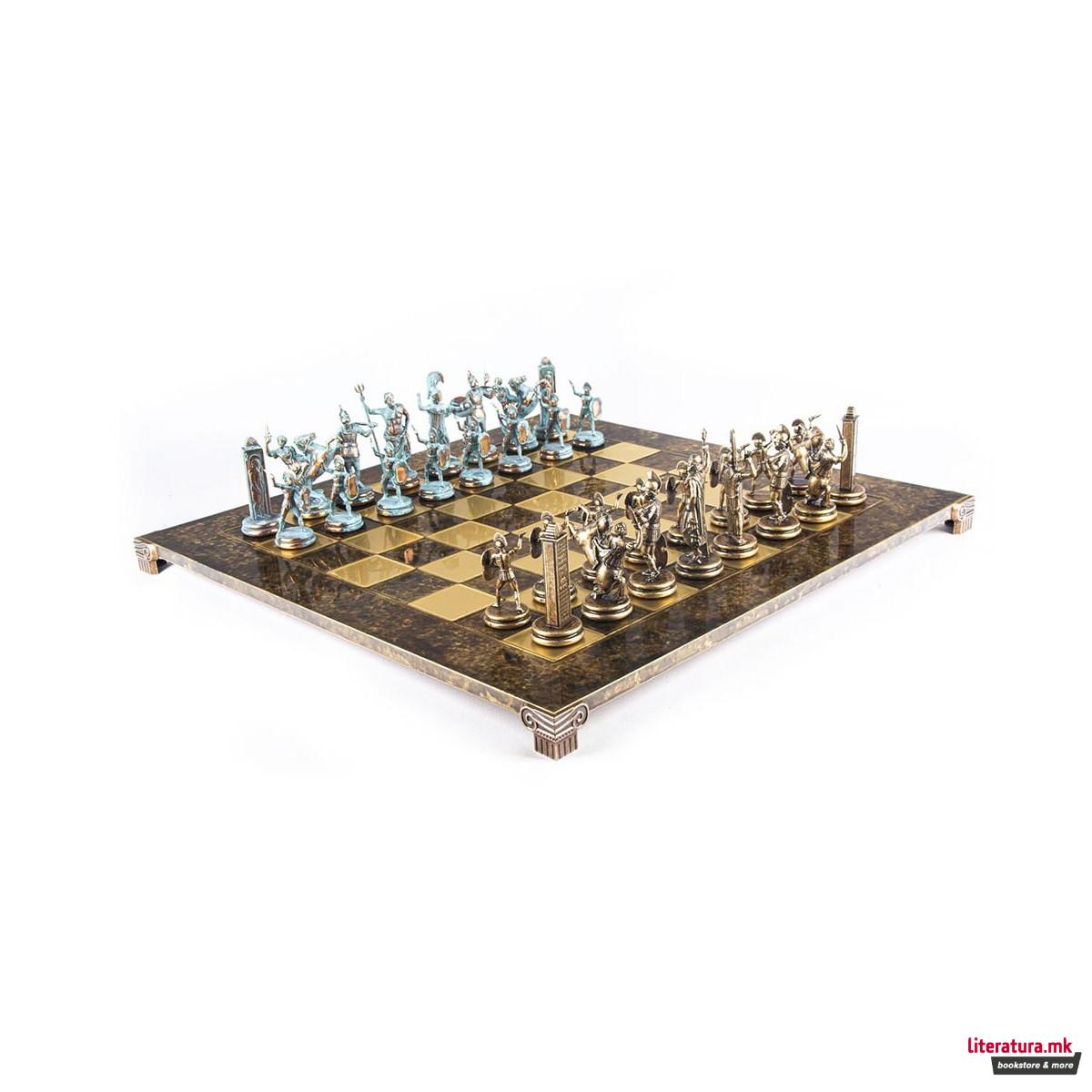 Сет за шах, Greek Mythology Chess Set, екстра голем, кафеав 