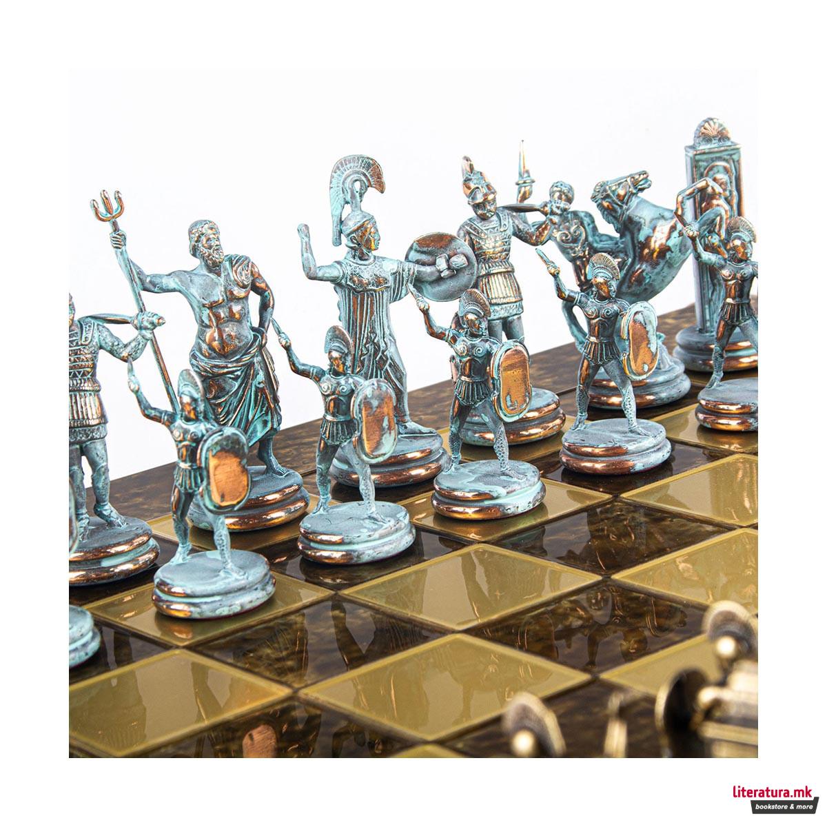 Сет за шах, Greek Mythology Chess Set, екстра голем, кафеав 