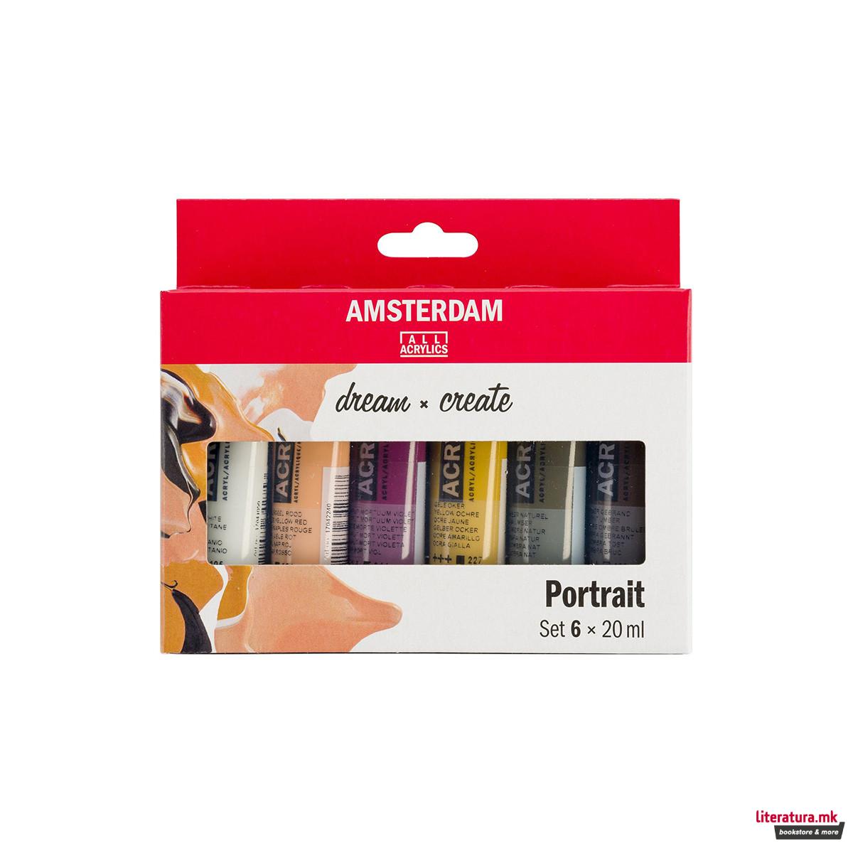 Сет акрилни бои - портрет, Amsterdam, All Acrylics - Standard Series portrait set, 6 x 20мл