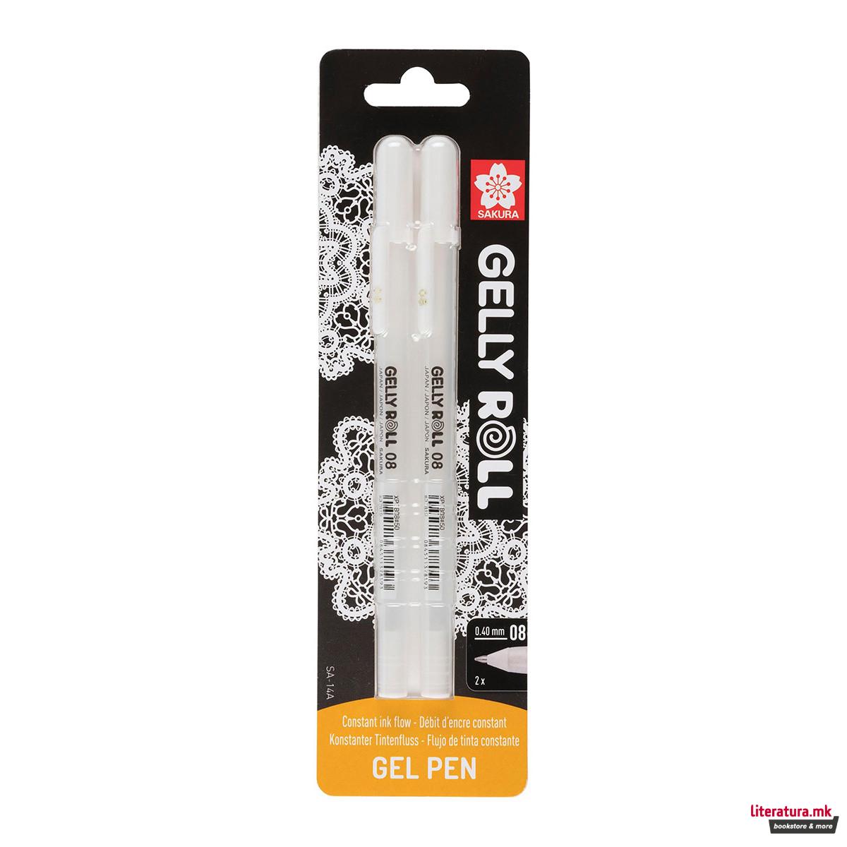 Сет гел-ролери (блистер), Sakura, Gelly Roll Basic, Bright White, 08, бели, 1/2