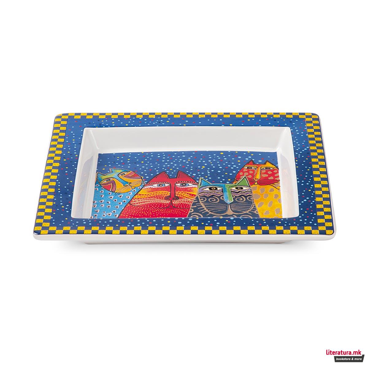 Послужавник, Laurel Burch - Fantastic Felines, син, 18 x 20 цм