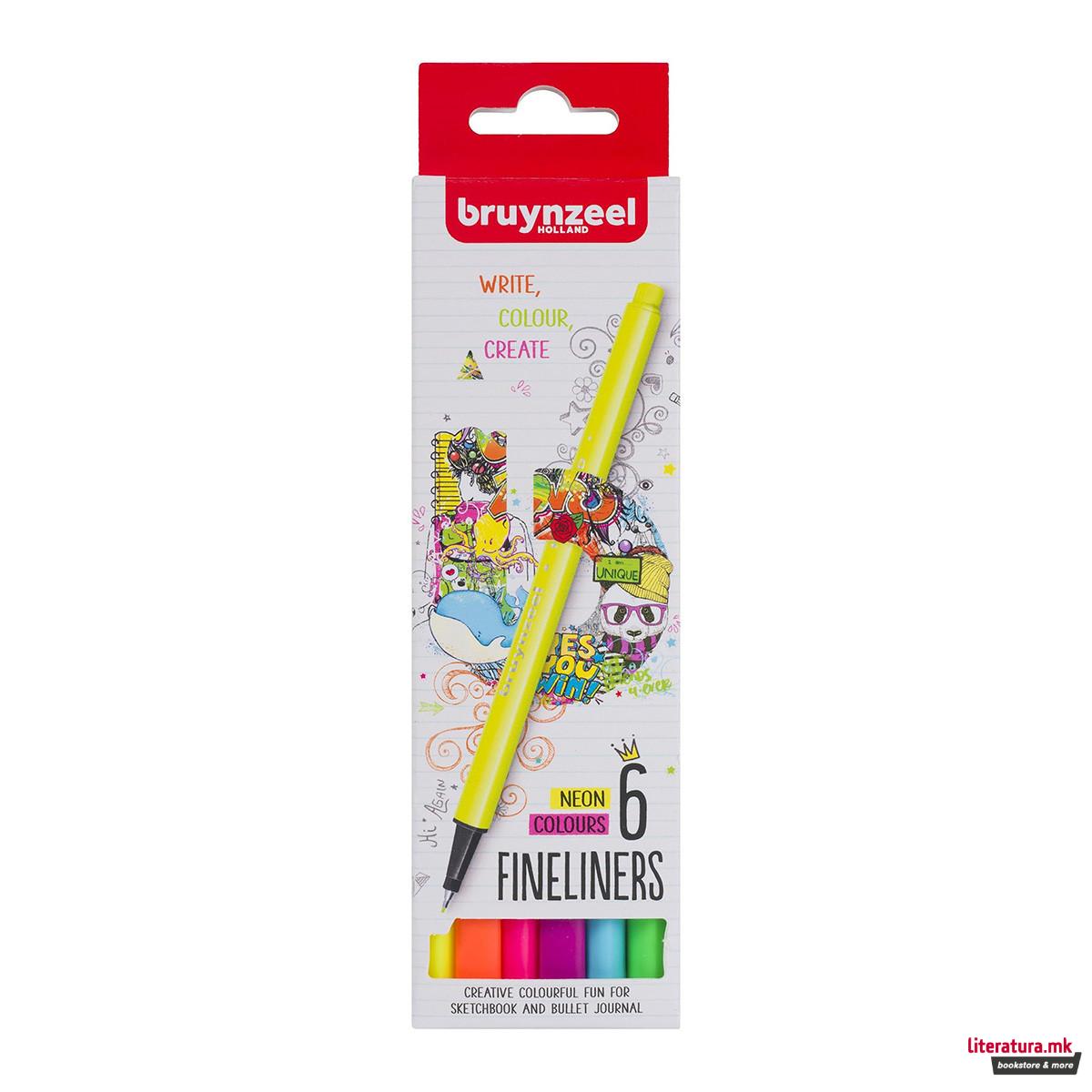 Сет фајнлајнери, Bruynzeel, Fineliner set basic, 6 бои