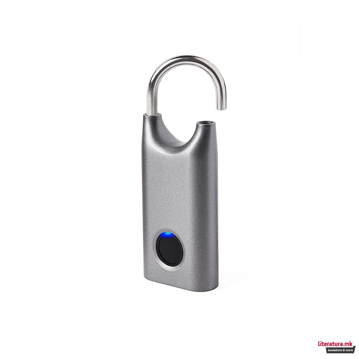 Биометриски катанец, NOMADAY LOCK, металик сив 