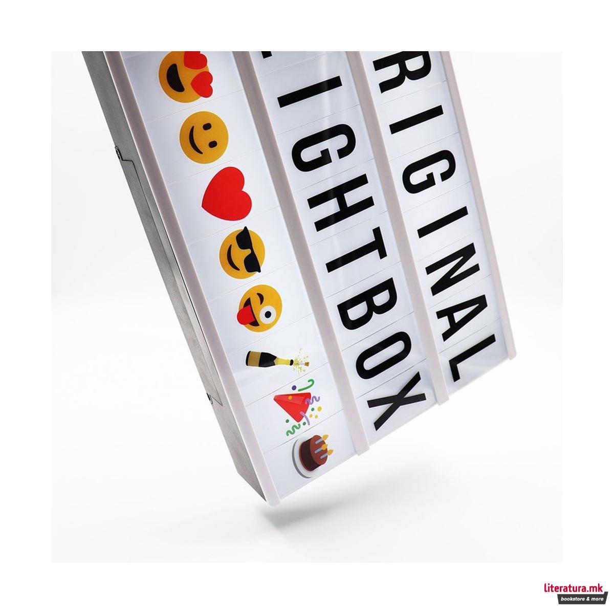 Светлечка табла со букви - LED, A4 Black Lightbox