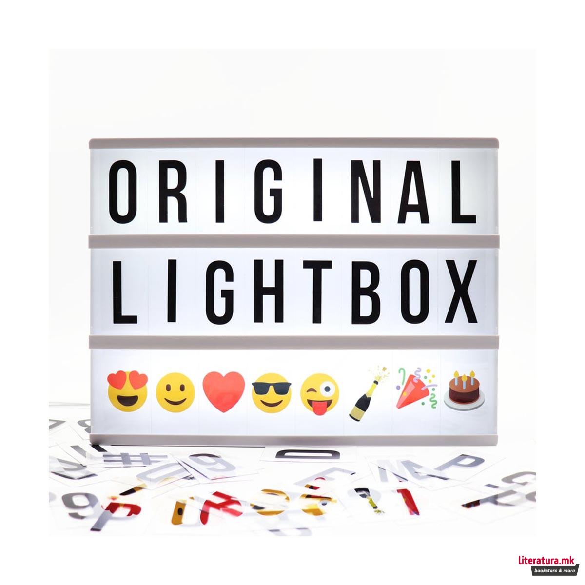 Светлечка табла со букви - LED, A4 Black Lightbox