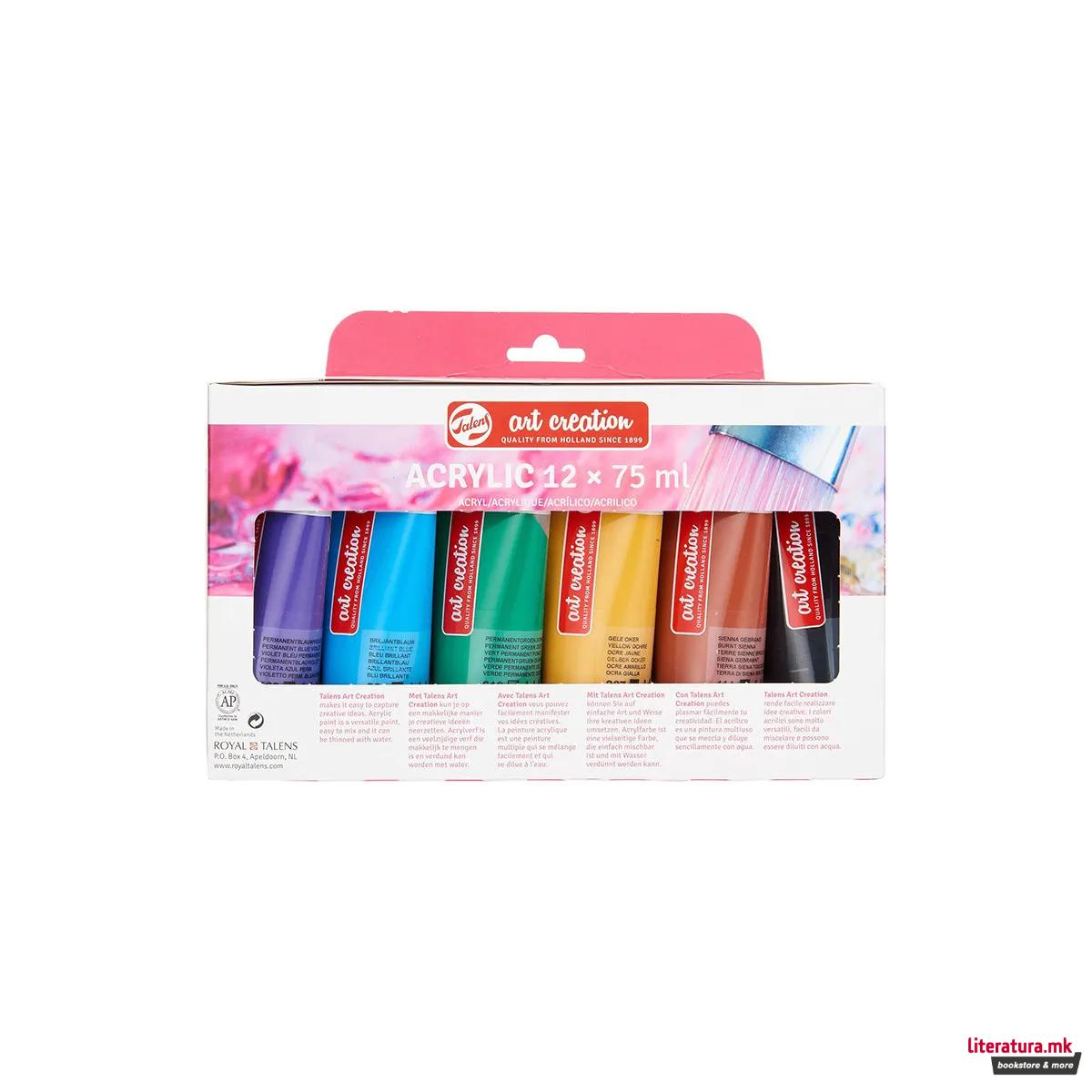 Сет акрилни бои, Talens Art Creation, Acrylic Colour Set, 12 x 75мл