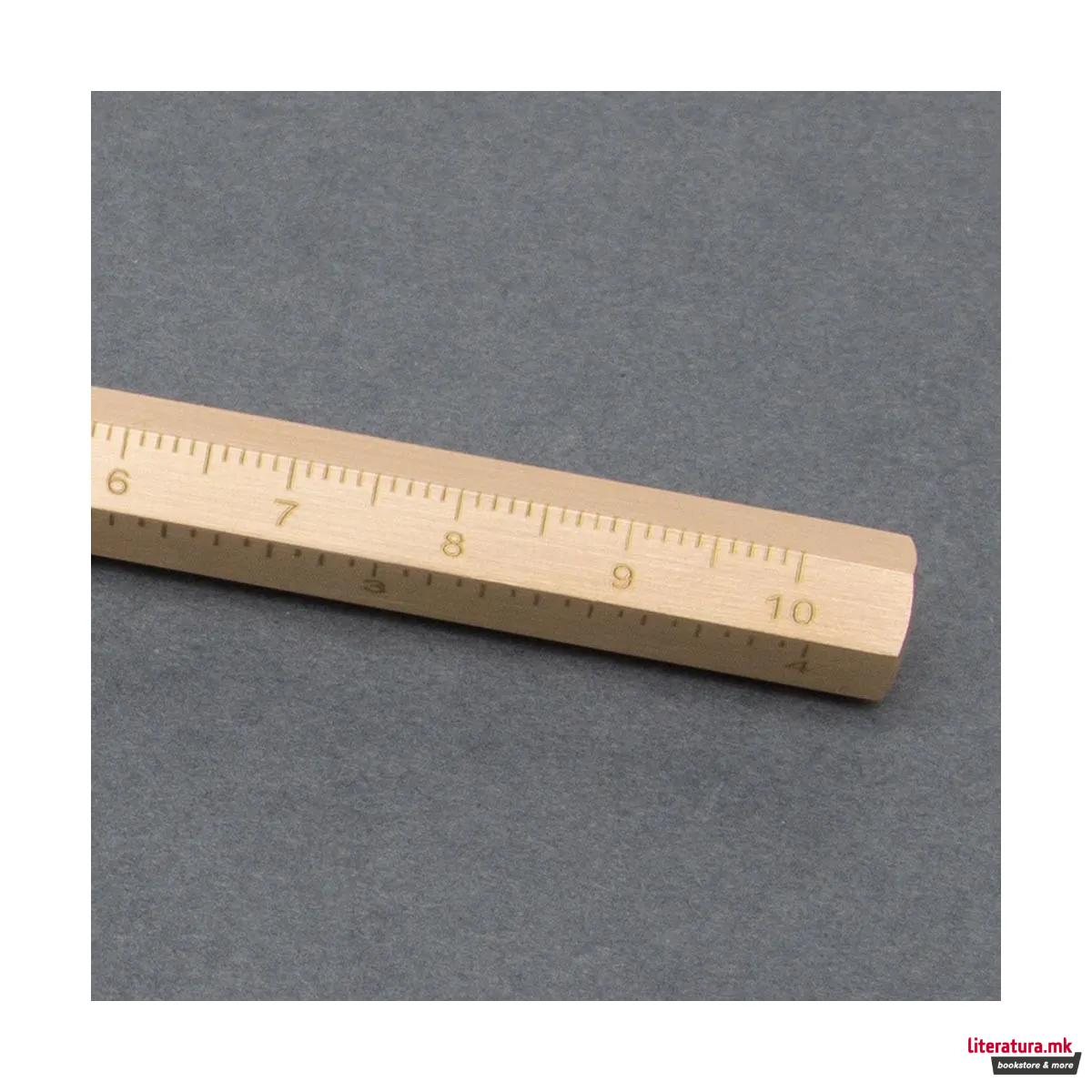 Пенкало - шестоаголно со линијар, Brass Hexagonal Pen
