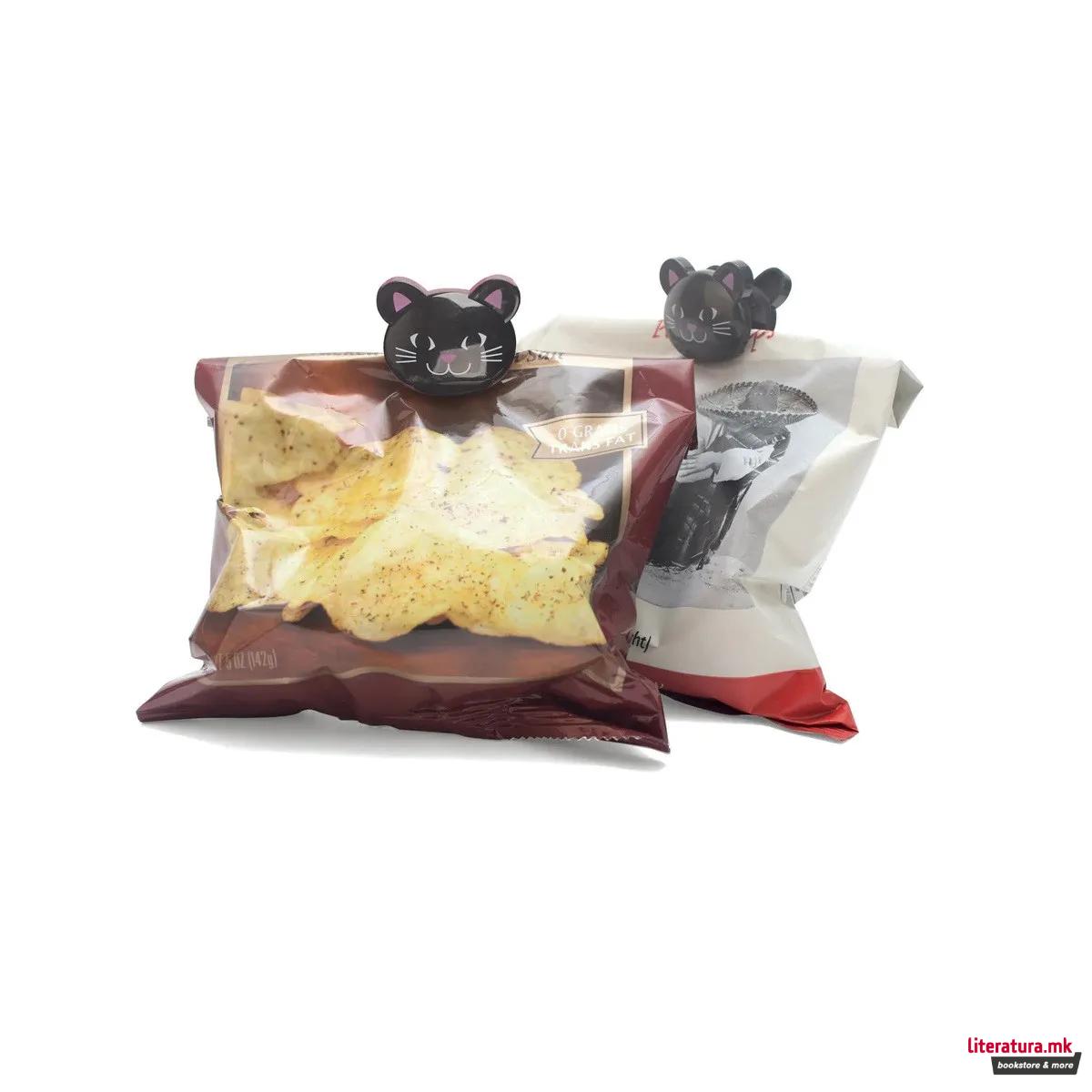 Сет штипки за кеси, Bag Clips Cats, 1/6, црни