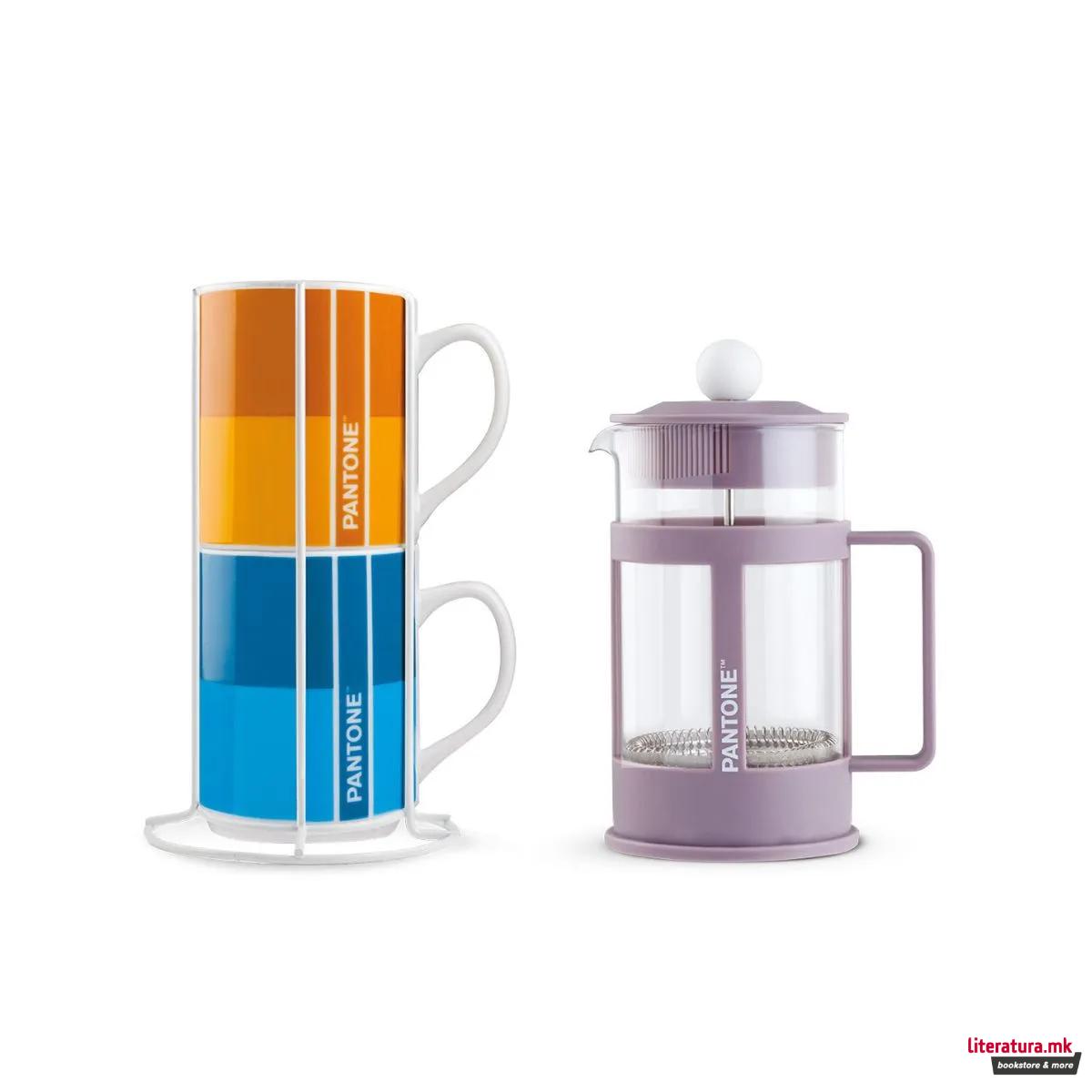 Сет од 2 шолји и виолетова француска presa, Pantone