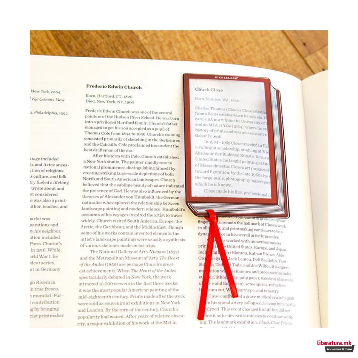 Разделник-лупа во форма на книга, Fresnel Bookmark + Magnifier