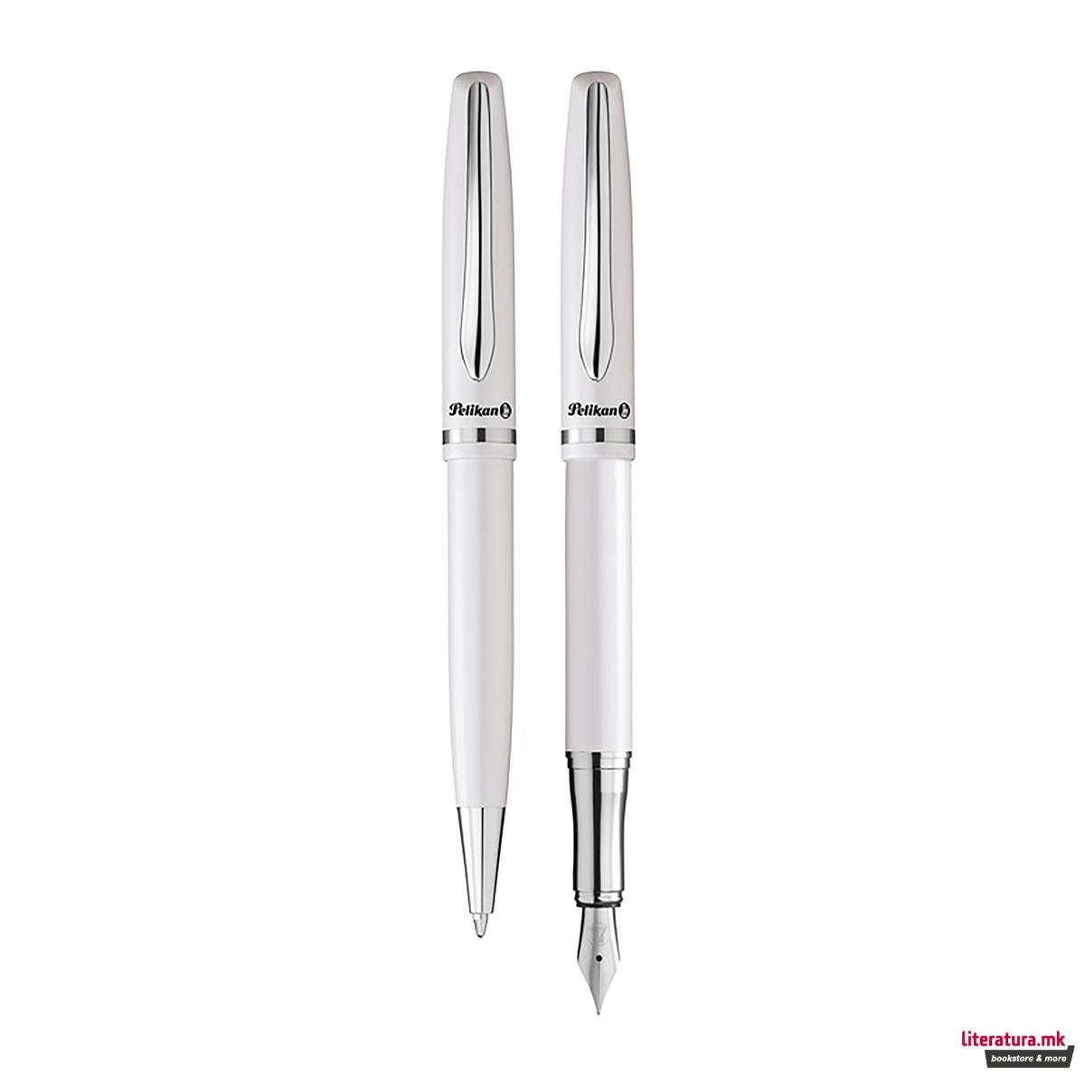 Сет Пенкало + налив-перо, Pelikan, Jazz Elegance, бисерно бели