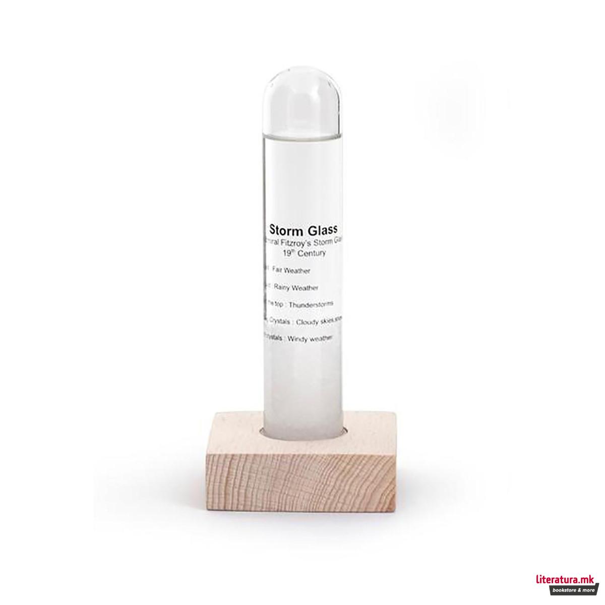 Барометар, Storm glass tube with beechwood base
