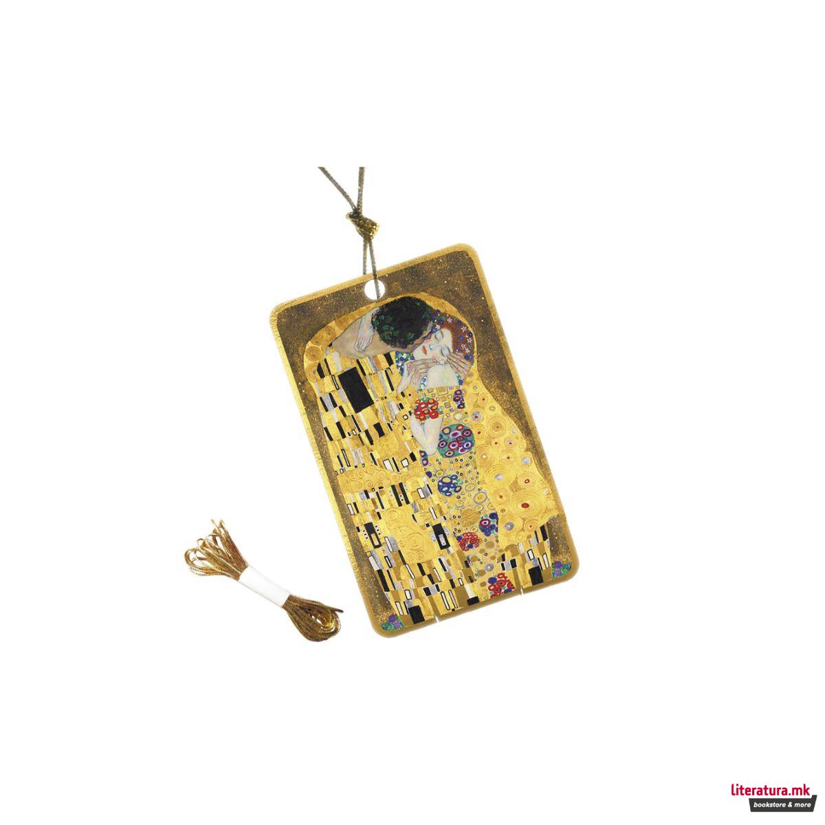 Сет од 10 тагови за подарок со златен пораб, Gustav Klimt 