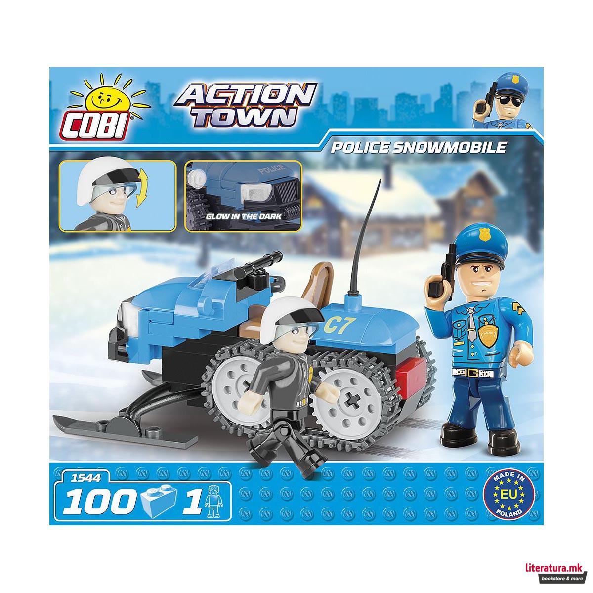 Коцки за градба, Action Town, Police Snowmobile, 100 парчиња 