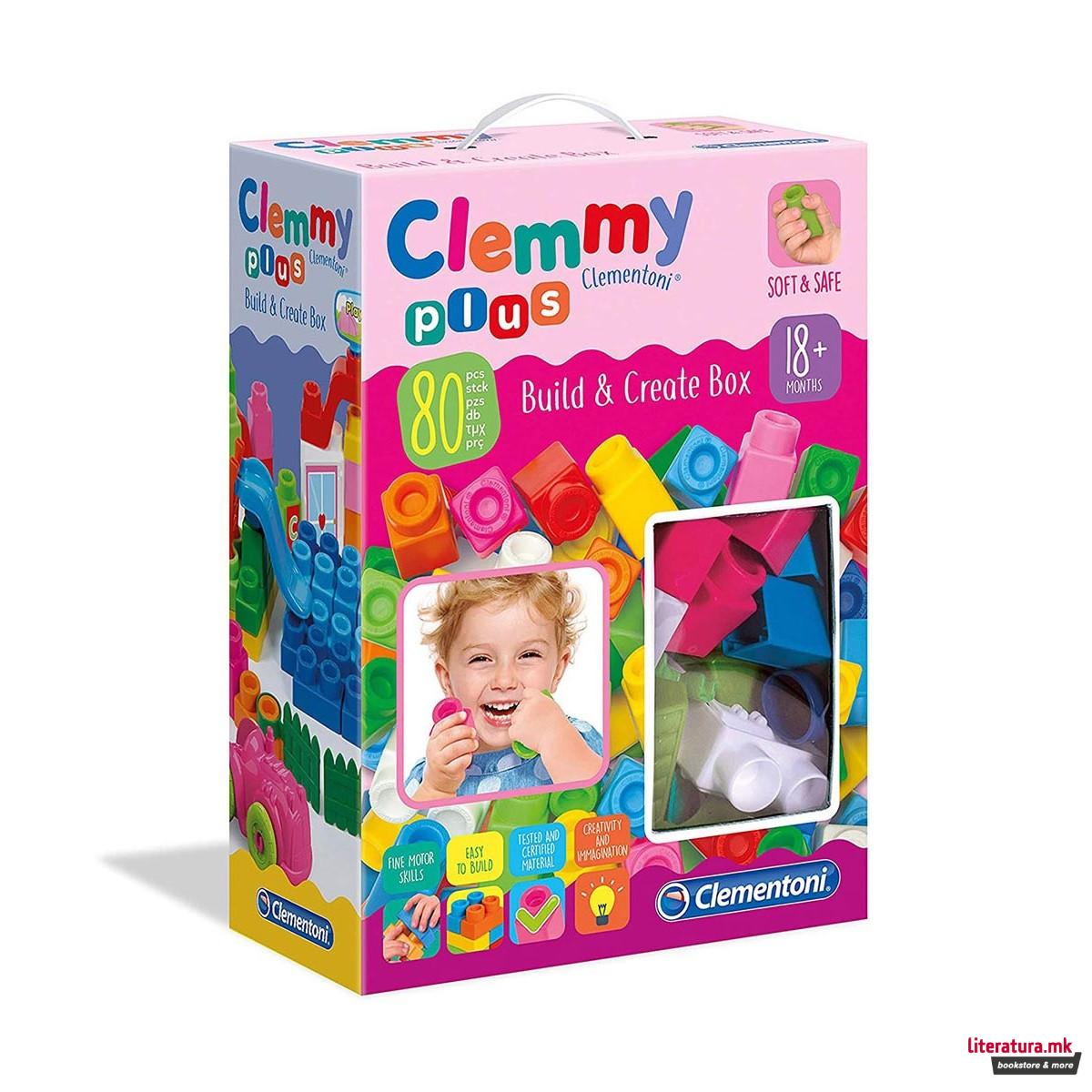 Сет за градба, Clemmy Plus Build and Create Box, 80 парчиња 